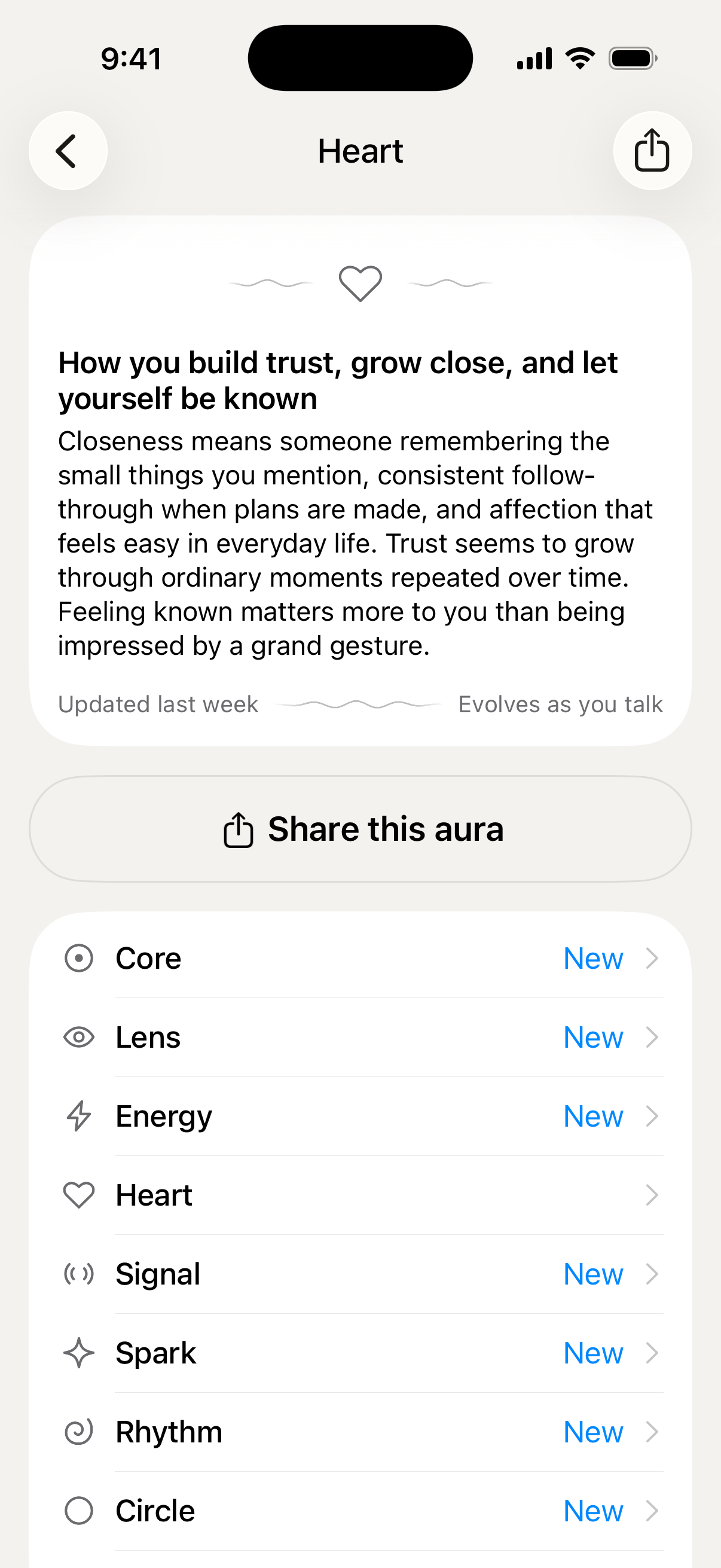 Heart, the facet on how Lucy builds trust