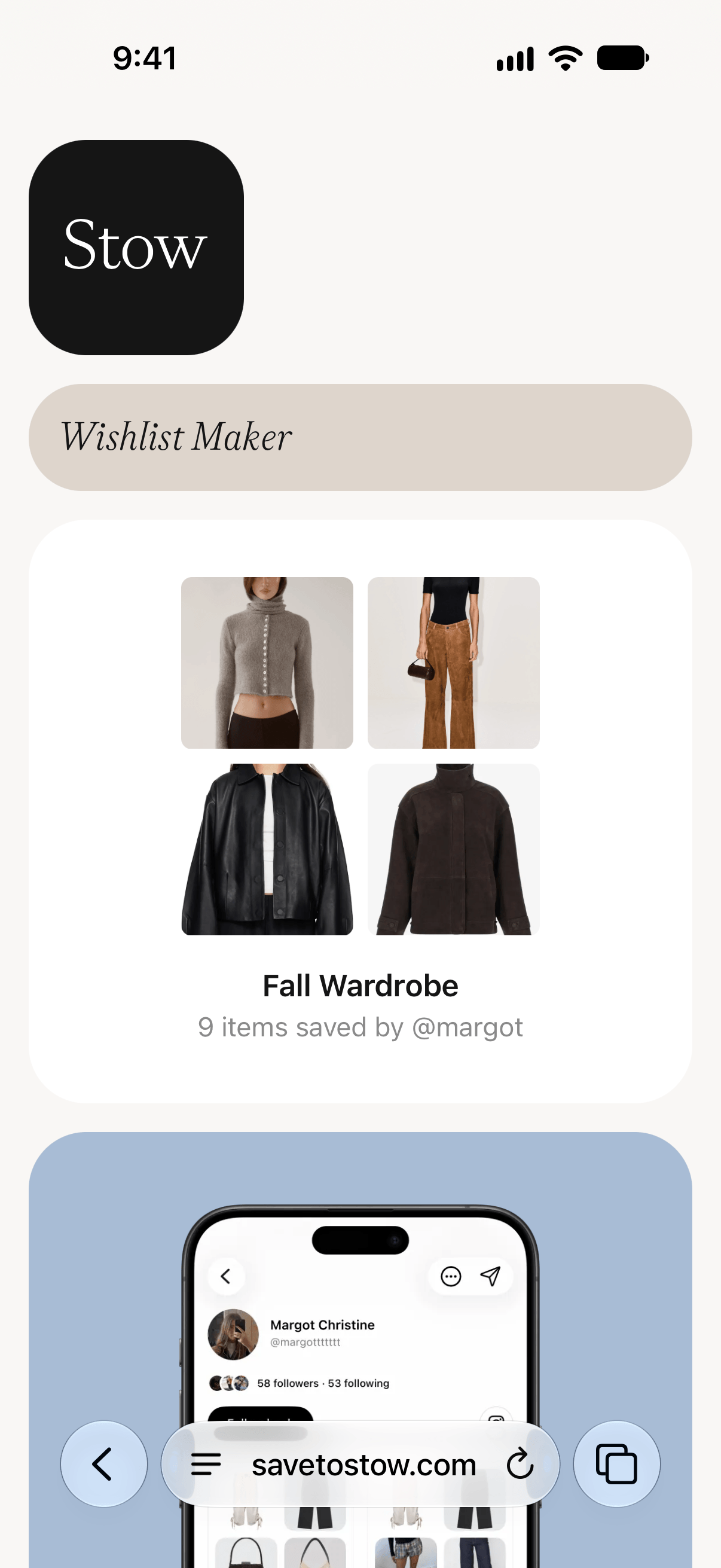 The Fall Wardrobe wishlist on the web, in Safari
