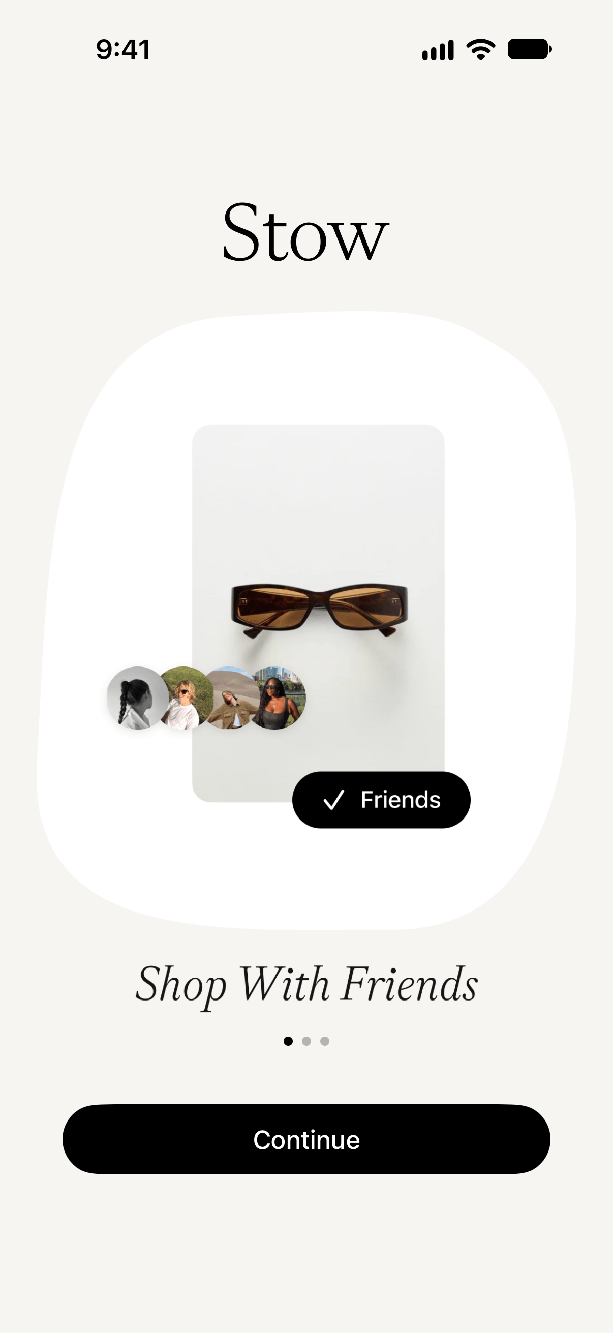 The welcome screen for shopping with friends