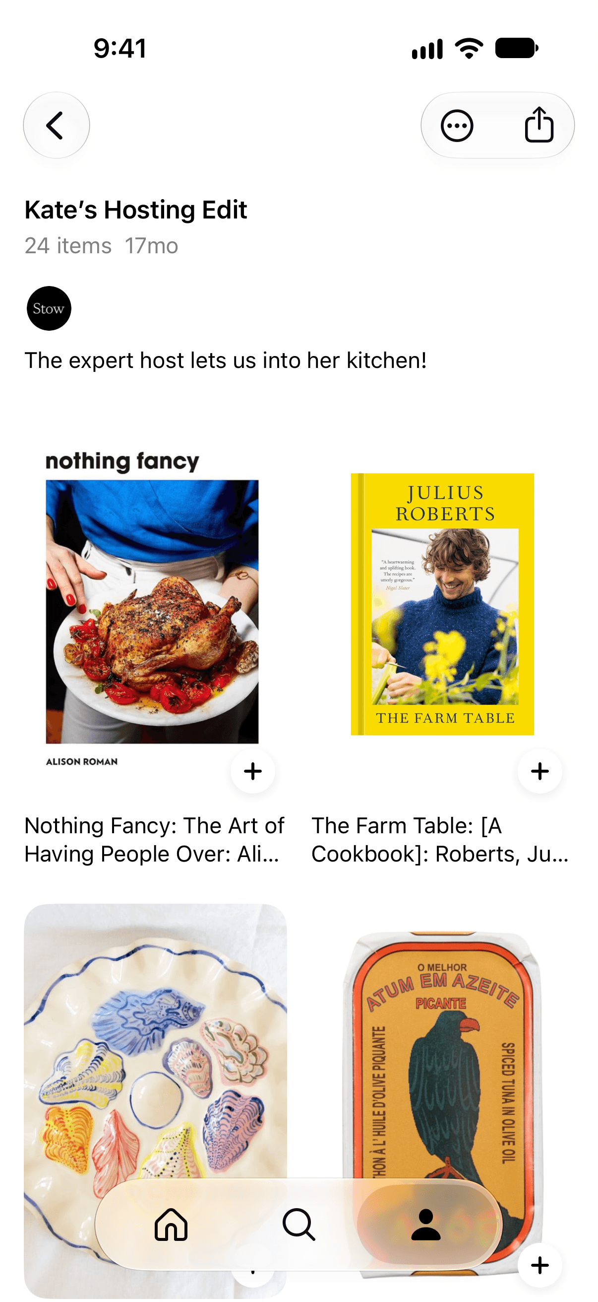 Kate’s Hosting Edit, a wishlist of cookbooks and tableware curated by Stow