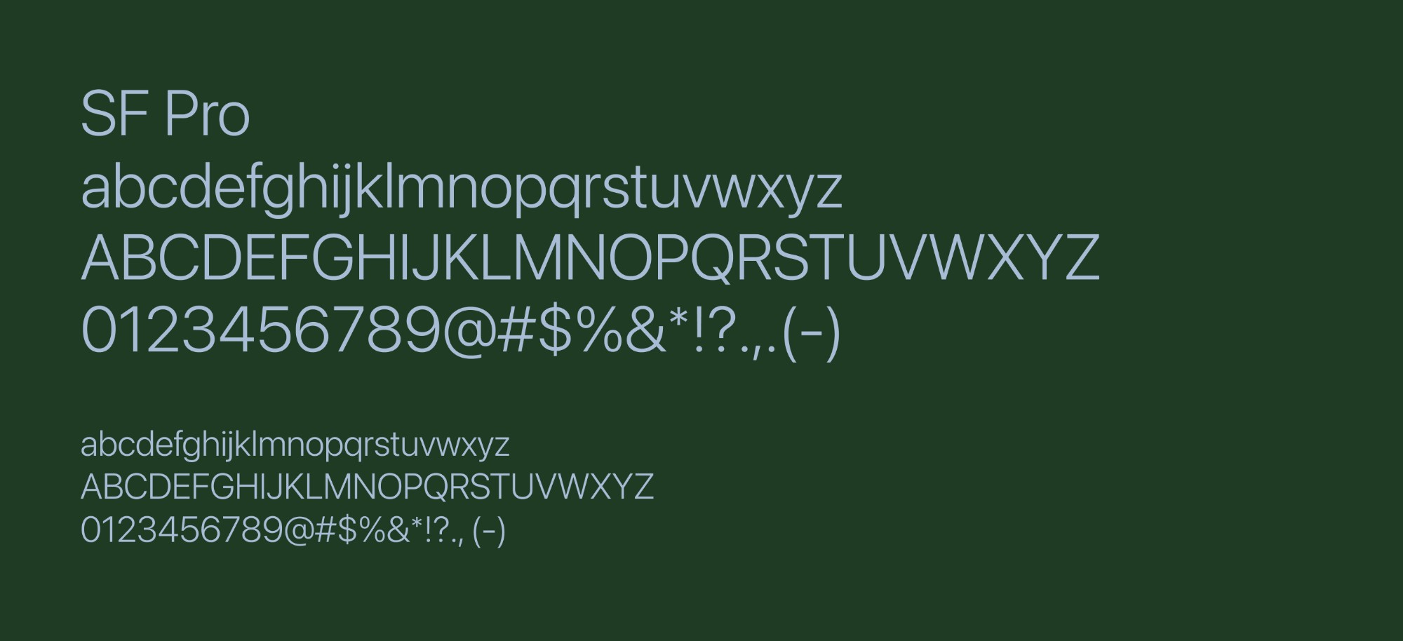 A type specimen of SF Pro